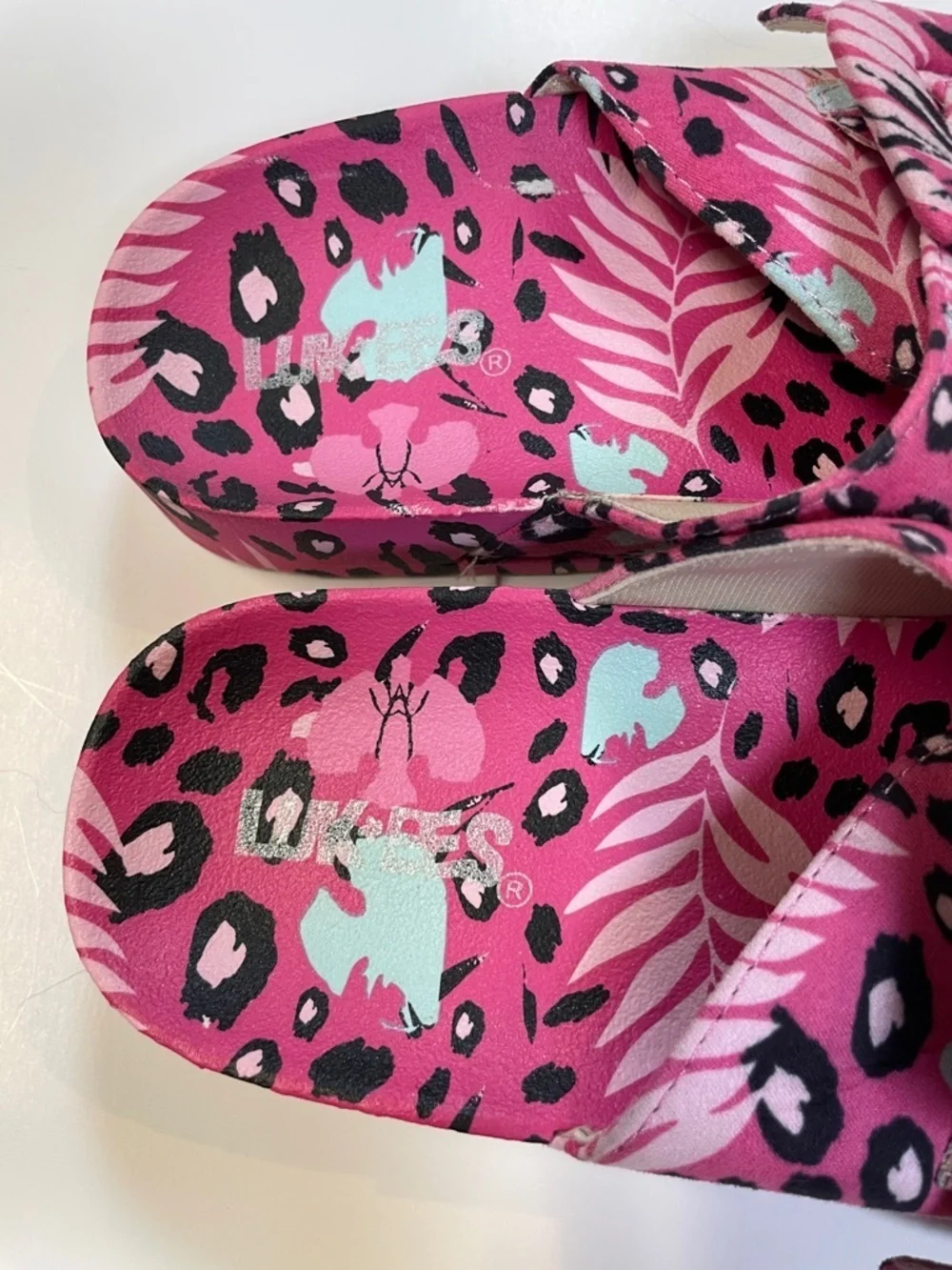 Lukees by Muk Luk Womens Pink Leopard Floral Slide Sandals Size EU 38 US 7.5-8